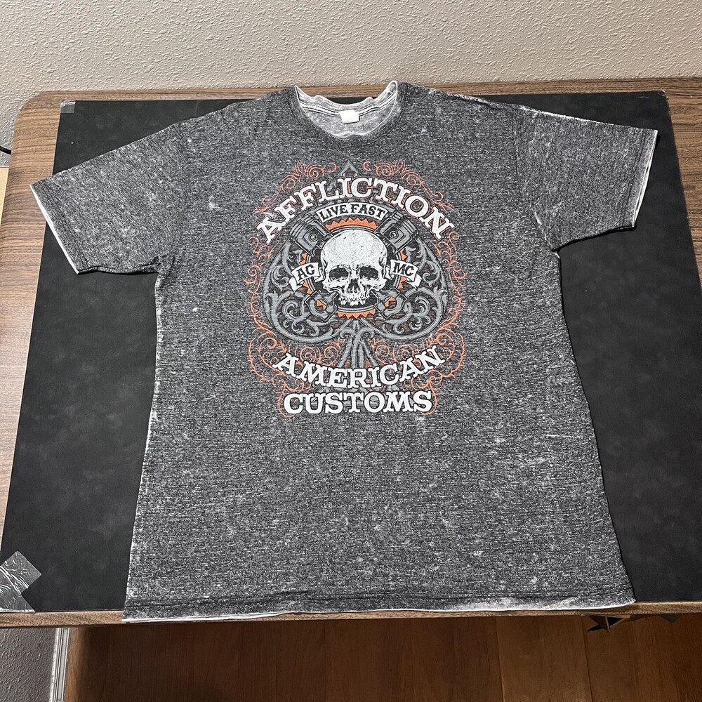 Vintage Affliction Shirt all over print Skull Y2k Korn Jesse Pinkman MMA Elite